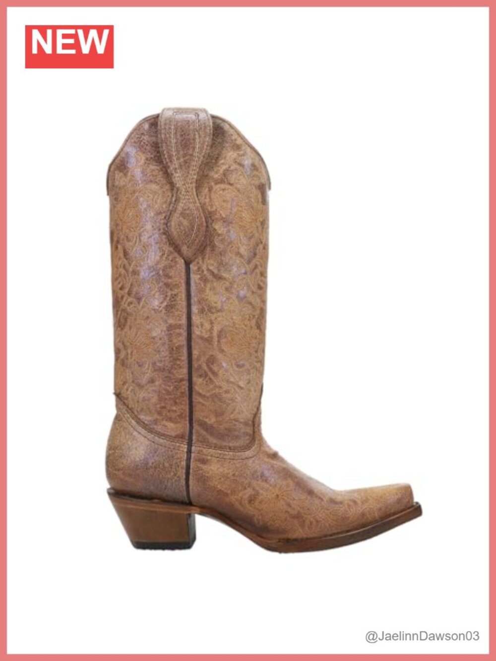 Corral Western Snip Toe Leather Boots Embroidered Floral Mid Calf